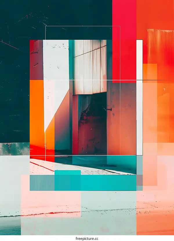 Abstract Colorful Geometric Shapes Building Facade