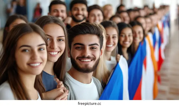 Diverse Group of People Holding National Flags