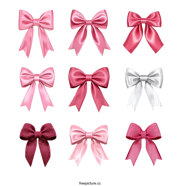 [Transparent Background PNG]Elegant Satin Ribbons Bows Collection