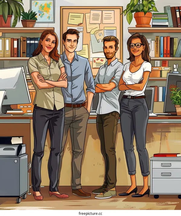 Group of business professionals posing in an office