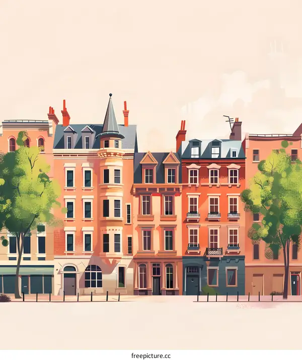 Row of Colorful Townhouses in Europe