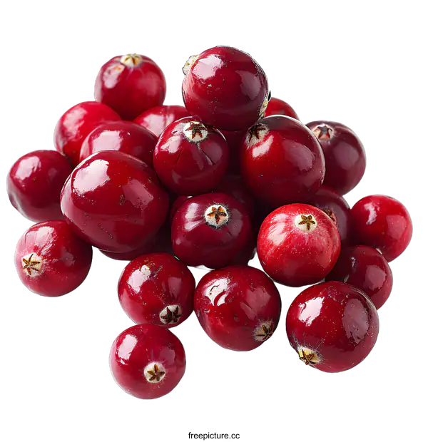 [Transparent Background PNG]Fresh cranberries on a white background