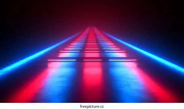 Neon Pathway of Futuristic Steps