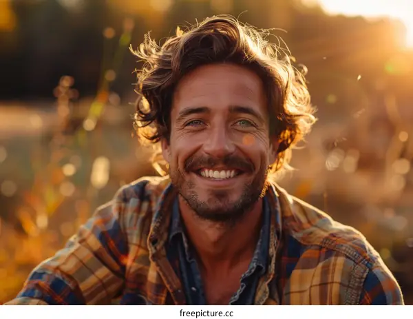 Smiling Man Outdoors in Golden Light