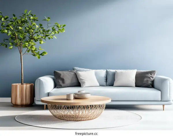 Modern Light Blue Living Room Interior Design