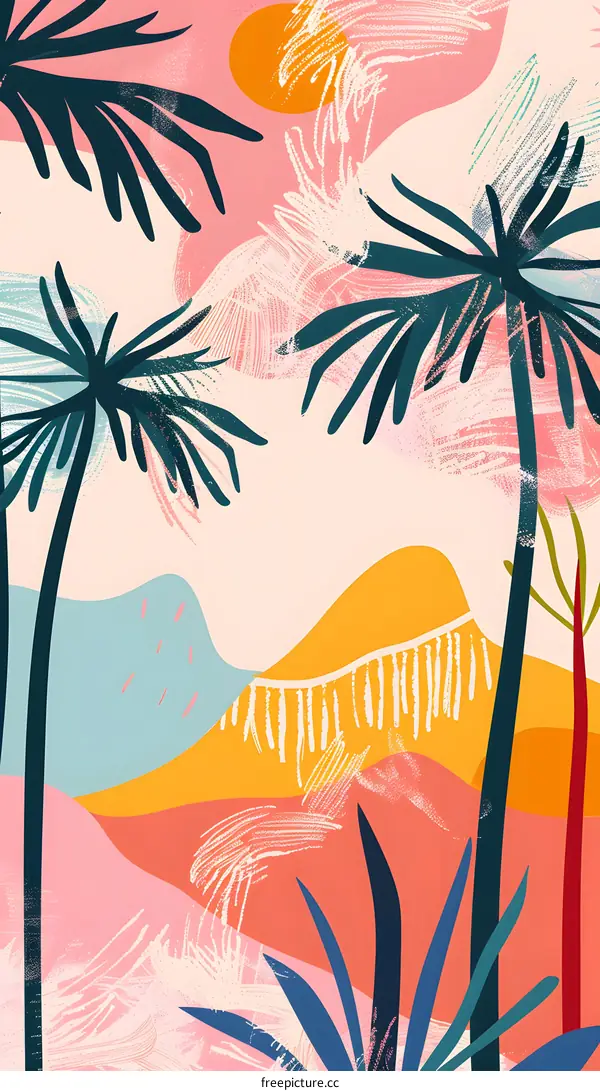 Tropical Palm Tree Abstract Illustration