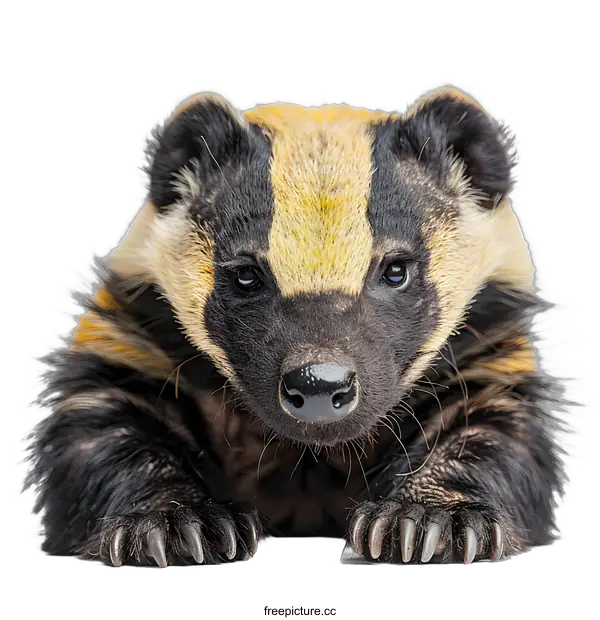 [Transparent Background PNG]Honey Badger Portrait on White Background