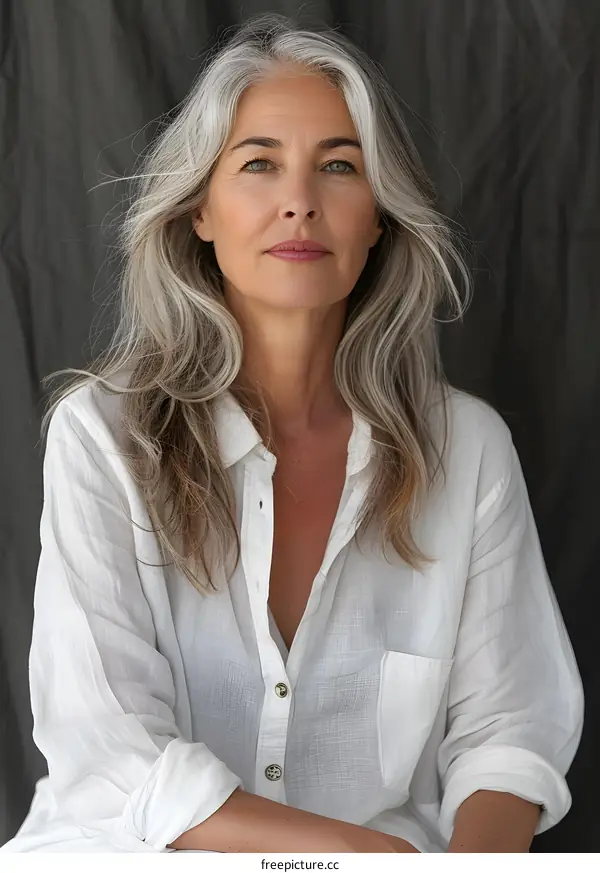 Portrait of a Mature Woman with Gray Hair