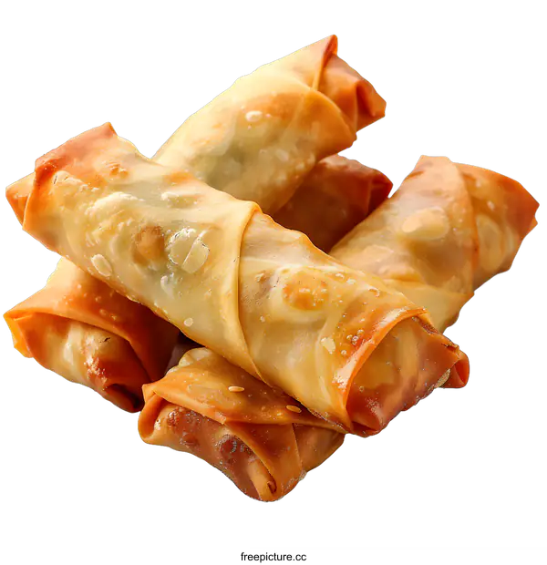 [Transparent Background PNG]Four crispy fried spring rolls