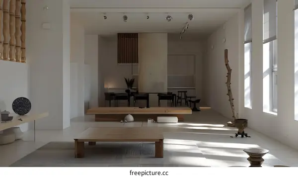 Minimalist Interior Design with Wooden Furniture and Natural Light