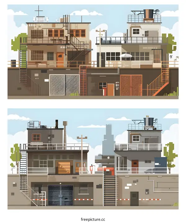 Urban Landscape with Buildings and Rooftops