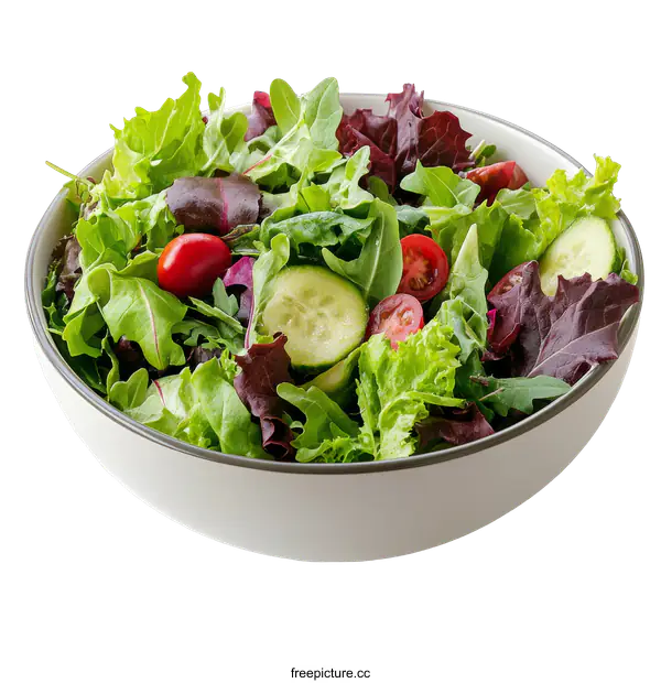 [Transparent Background PNG]Delicious Mixed Greens Salad in a Bowl