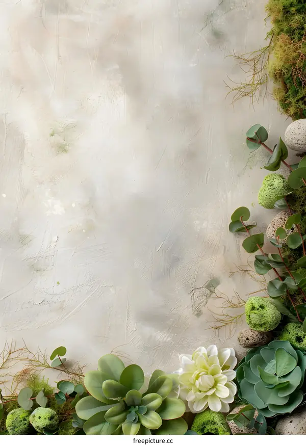 Green Floral Border with White Background