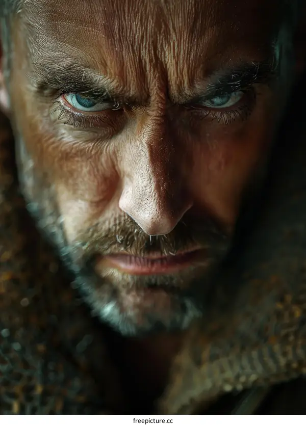 Close-up Portrait of a Serious Caucasian Man