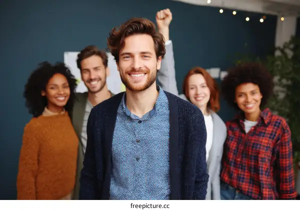 Diverse Team Celebrating Success in Office