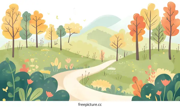 Autumn Forest Path Illustration