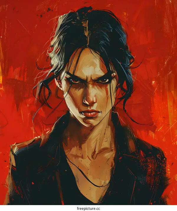 Angry Woman Portrait Art Illustration