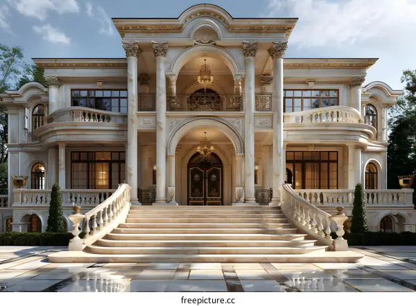 Grand Entrance of a Classic European Mansion