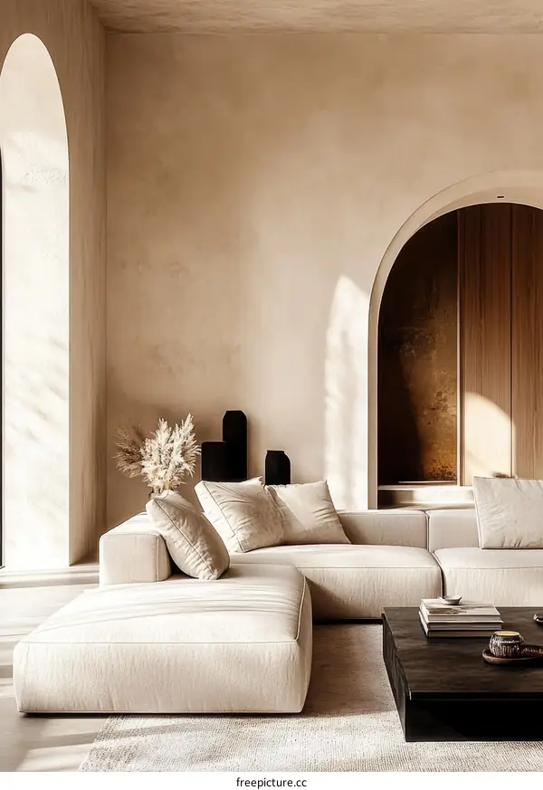 Modern Beige Living Room Interior Design