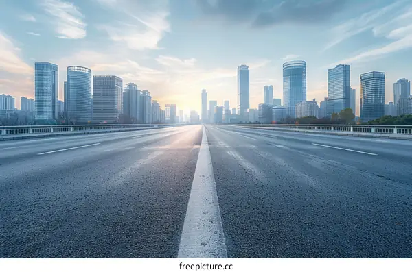 Empty City Street in the Morning Light