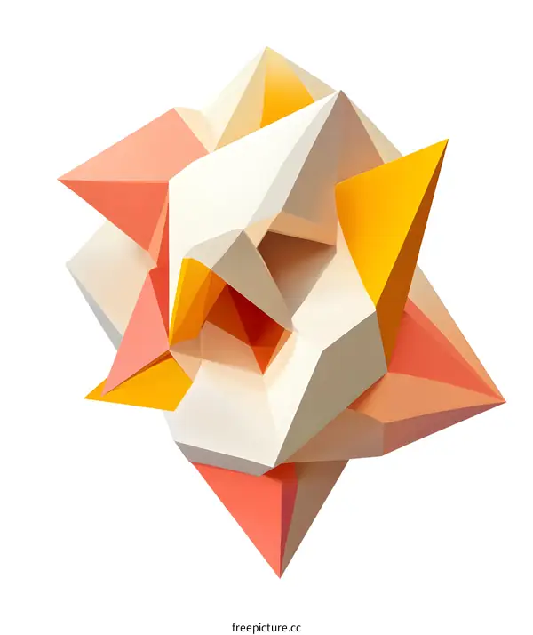 Abstract 3D Geometric Shapes Design in Orange Yellow and White Colors