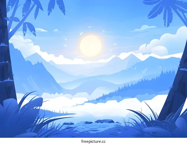 Blue Mountains Landscape Illustration