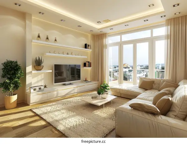 Luxurious Living Room with Modern Minimalist Design