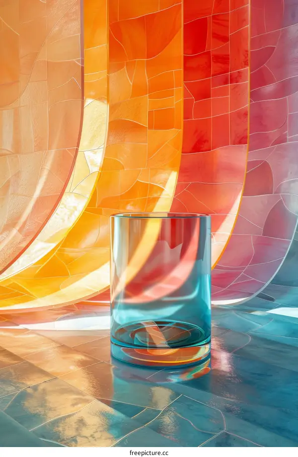 Abstract Colorful Glass Cylinder in Interior Design