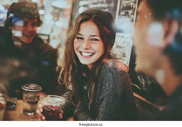 Happy Friends Enjoying Coffee Shop Conversation