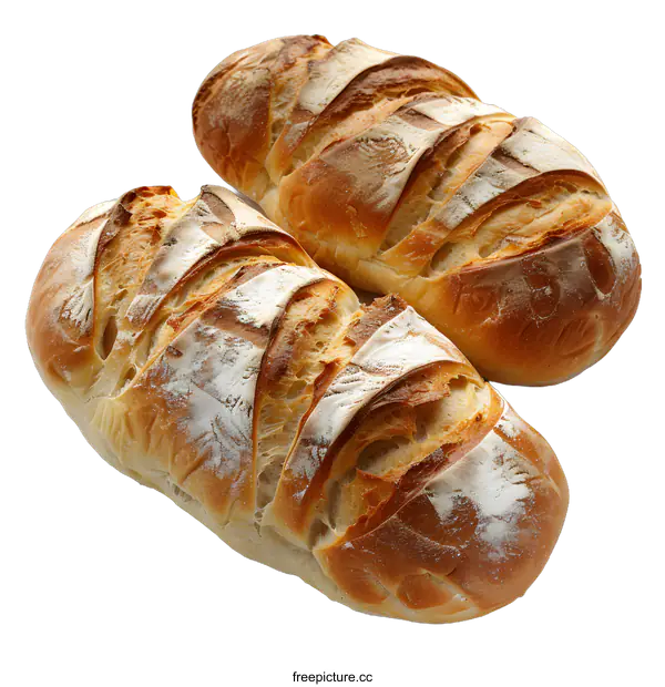 [Transparent Background PNG]Two Loaves of Freshly Baked Bread