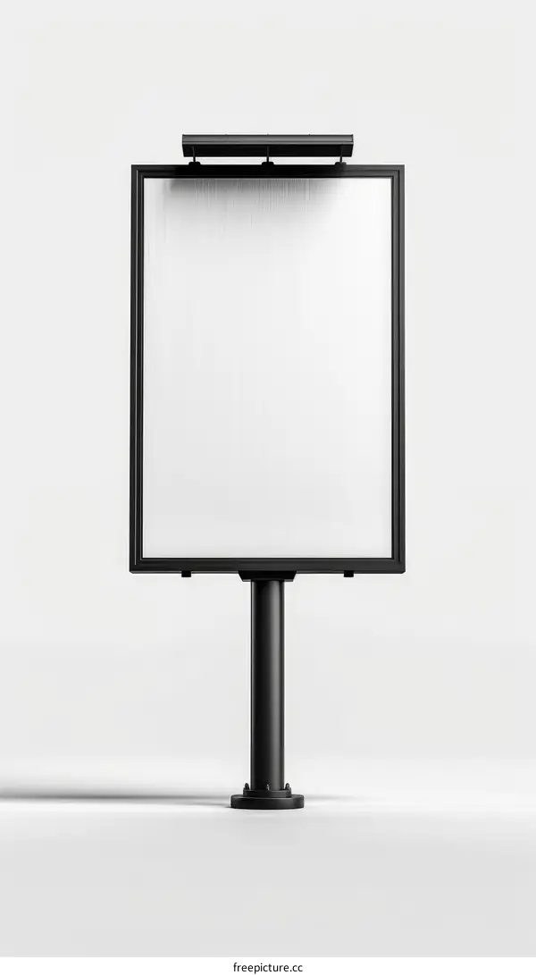 Black blank billboard on a white background