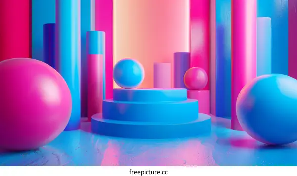 Abstract Colorful Platforms and Globes