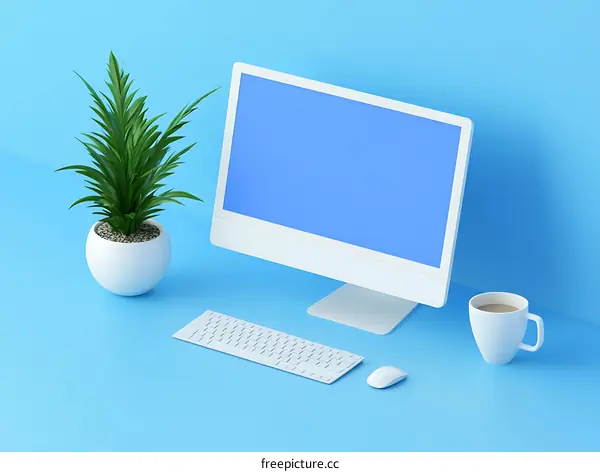 Minimalist Workplace Scene with Computer