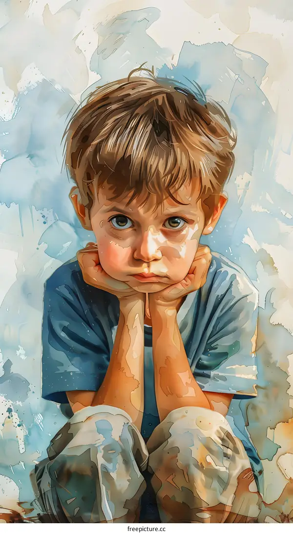 Watercolor Portrait of a Boy