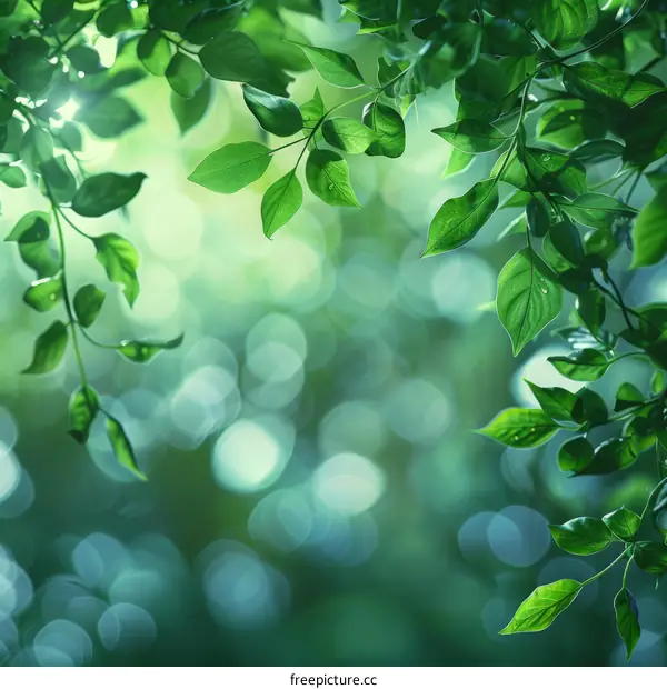 Close-up of fresh green leaves with blurred background