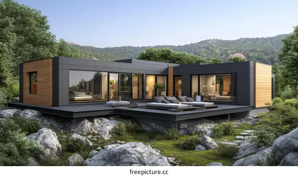 Modern Mountainside House Exterior