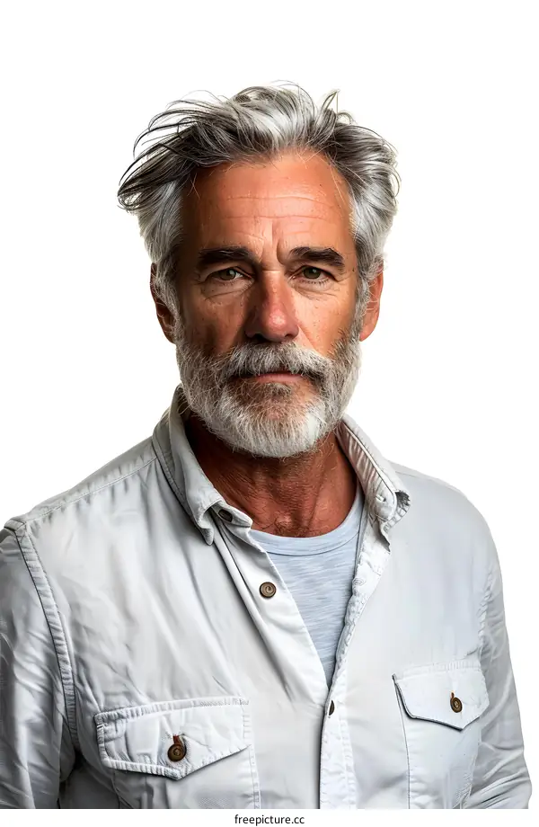 portrait of a handsome gray-haired man