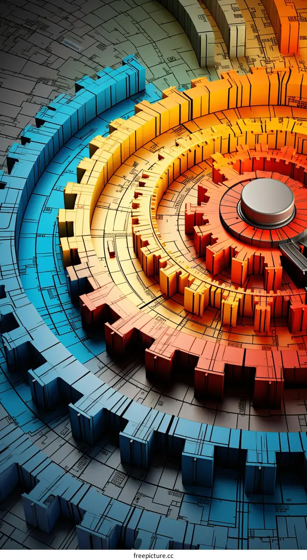 3D Rendering of Abstract Gears and Cogs