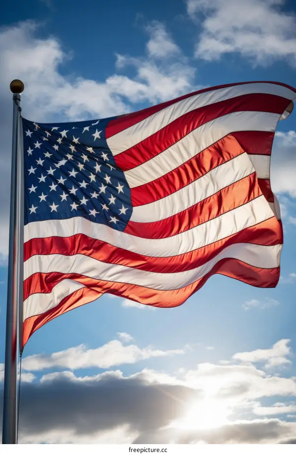 American flag waving in the wind