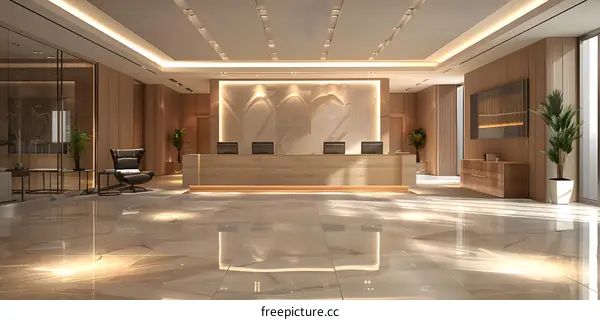 Modern Office Lobby Interior With Marble Floor