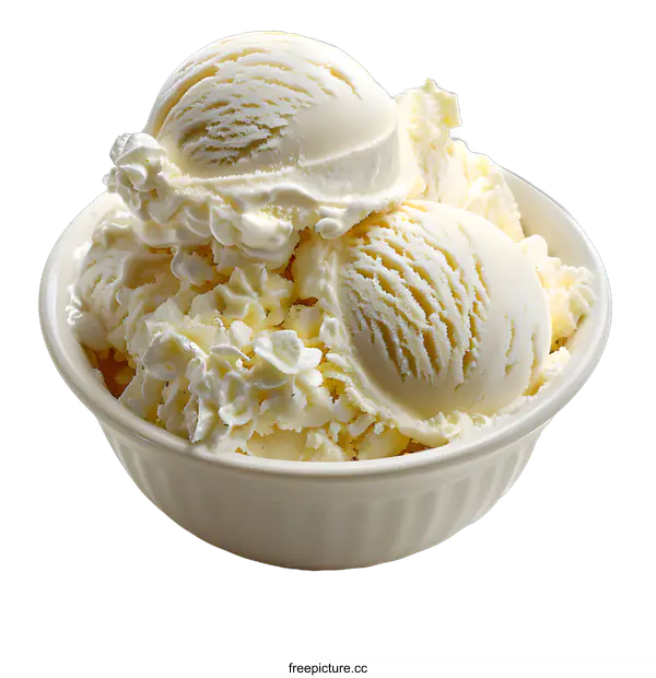 [Transparent Background PNG]Bowl of Vanilla Ice Cream with Whipped Cream
