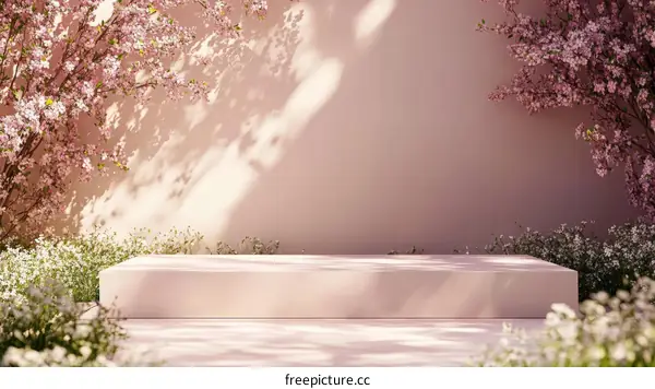 Elegant Spring Cherry Blossom Display Podium