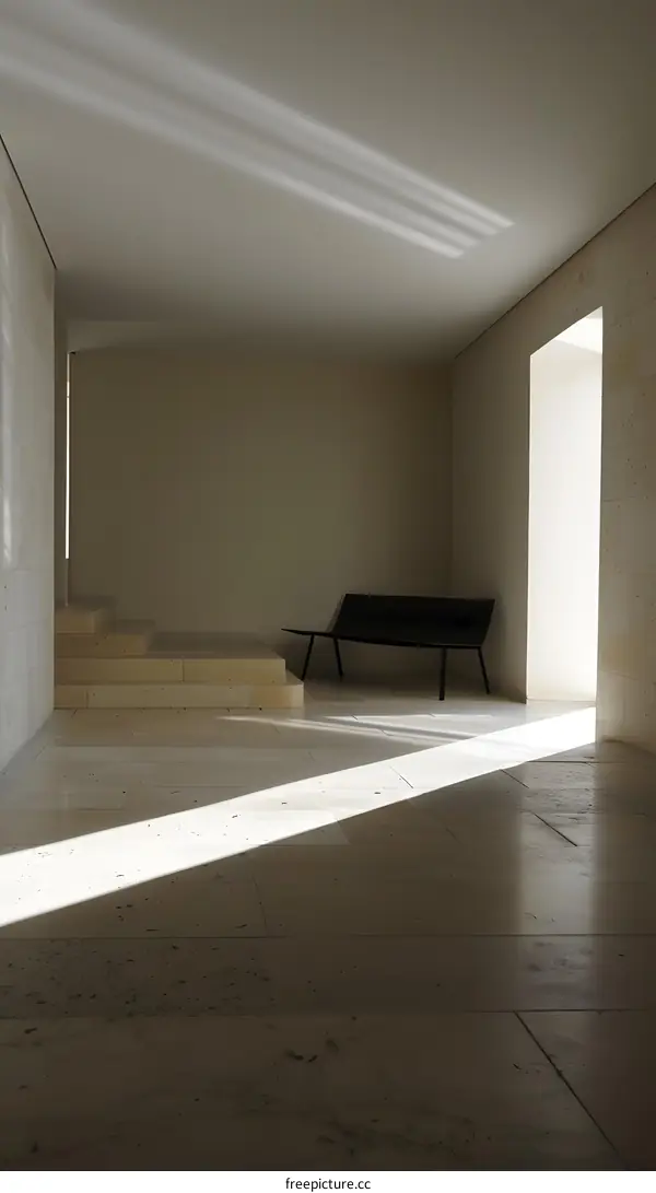 Minimalist Interior Design with Sunlight Streaming Through a Window