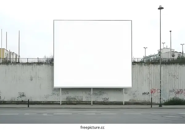 Blank Billboard on City Street Wall