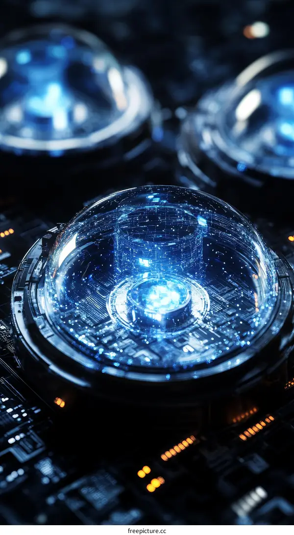 Futuristic Technology Sphere on Circuit Board