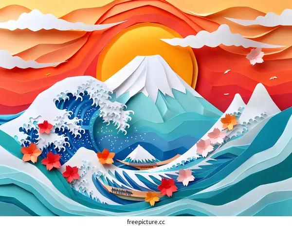 Mount Fuji and cherry blossoms