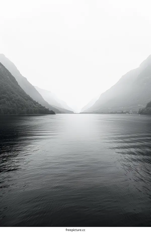 Black and White Eerie Mountain Lake