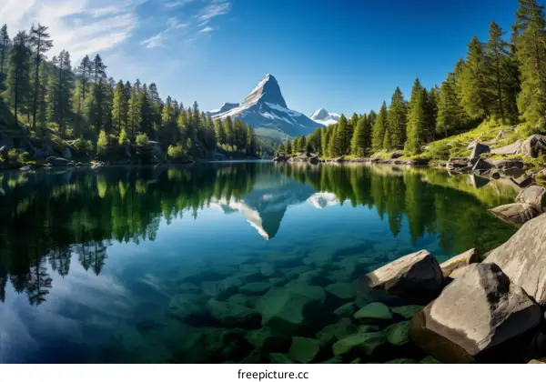 Majestic Alps with Crystal Clear Lake in Switzerland