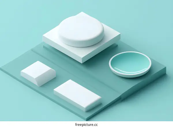 Abstract 3D Geometric Shapes on a Teal Background