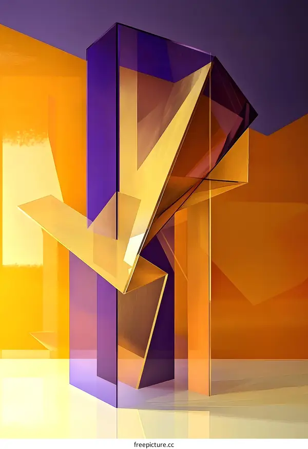 Abstract Geometric Shapes with Purple and Gold